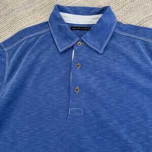 Age of Wisdom Polo Shirt Mens Medium Blue Short Sleeve Modal Polyester Stretch